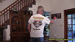 census taker dives into milf threesome pussy licking orgy