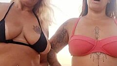 Hey naughty beach girl, wanna lose your virginity with us right here?