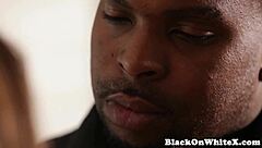 Interracial glamour model pussy drilled bbc closeup