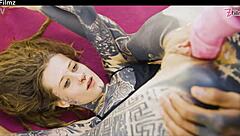 tattooed couple HARD FUCK anal sloppy blowjob rough!