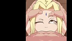 Tsunade gulps down thick facial cum after sloppy blowjob