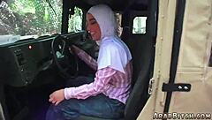 Sexy Brunette 18+ Strips for Army Threesome Outdoor Fuck!