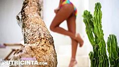 Putri Cinta gropes shaved pussy tanned boobs intimately