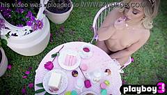 check out this big ass milf posing naked outdoors with cute blonde