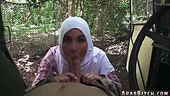 Sexy Brunette 18+ Strips for Army Threesome Outdoor Fuck!