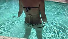 Hey im hanging poolside bikini hot milf outdoor