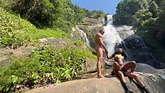 behind scenes with skinny brazilian beauty outdoors