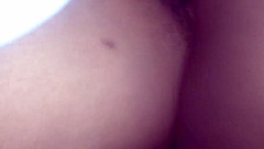 Ebony babe rides daddy's monster black cock tight