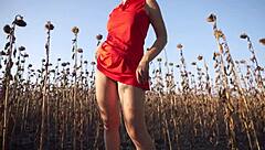 milf teases thong under short skirt