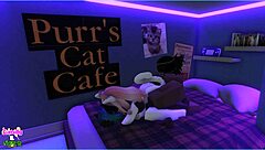 Viper pounds candy and her playful demi-human kittens intensely