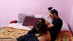 Skinny Indian teen babe rides huge cock in tight pussy