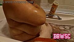 bbw wife teases big tits boobs in bathtub show 💦