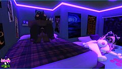 Viper pounds candy and her playful demi-human kittens intensely