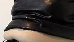 wife bound in leather gloves heels for humiliation pee
