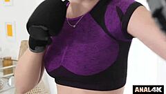 Personal Trainer Stretches Everly's Tight Ass for Monster Cock Workout Ride