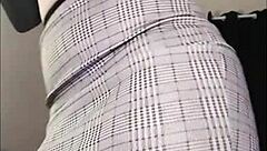 curvy redhead's fat ass shakes in fishnets