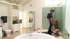 Blonde's cheating argument ends in dp anal shower threesome