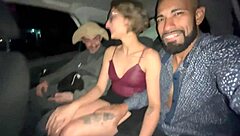 blonde cutie tricks two guys into car ride pussy play?