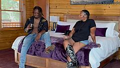 Sexy oiled babe rides big black cock cowgirl style