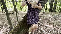 Russe petite blonde miniskirt stranger creampied in forest