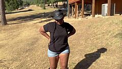 Sexy oiled babe rides big black cock cowgirl style