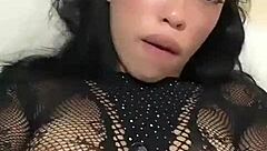 pierced tongue latina teen sucks cock hungrily!