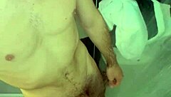 young guy wakes up horny flashes everything in bathroom