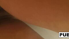 Abigail's steamy shower unveils her smooth shaved pussy tease