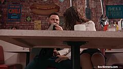 petite genz brunette babe strokes boomer's monster cock publicly outdoors