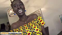 African beauty's fake audition exploited by huge white cock
