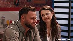 petite genz brunette babe strokes boomer's monster cock publicly outdoors