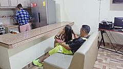 Perverted milf sucks and fucks tight in kitchen