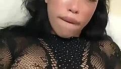 pierced tongue latina teen sucks cock hungrily!