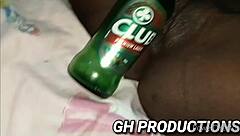 yaa yaa dances at club then shoves bottle deep in ebony pussy and ass