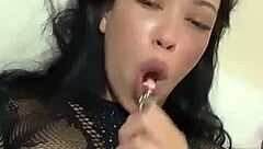 pierced tongue latina teen sucks cock hungrily!