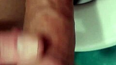 Petite girl strokes cock fast in quick branlette session