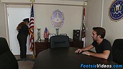 Uniformed Lady Cop's Feet Drenched In Hot Cumshot