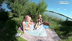 Nesty sissy and Diane Chrystall join outdoor orgy fucking escaped prisoner wild