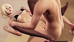 Blonde Lauren's Stockings Tease 3D POV Anal Creampie Thrill