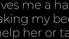 hey she's stuck making that bed