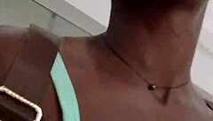 Nigerian babe masturbates wildly in mall bathroom stall