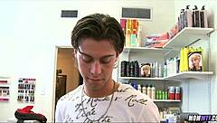 Gorgeous Blonde Milf Hairdresser Cougar Teases Horny Young Stud