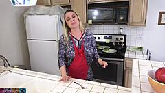 Milf Milks Cock in Kitchen Before Date