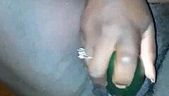 fucking this pregnant ebony pussy with fat cucumber