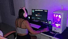 Huge Cumshot on Petite Kawaii Gamer Brunette's Face