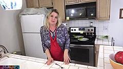 Milf Milks Cock in Kitchen Before Date