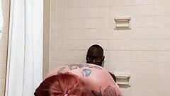 Trailer Park MILF Rides Big Black Cock in Bathroom