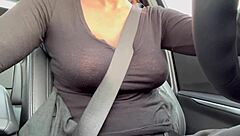 italian milf artemisia love flashes juicy big tits nipples in car
