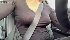 italian milf artemisia love flashes juicy big tits nipples in car