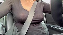 italian milf artemisia love flashes juicy big tits nipples in car